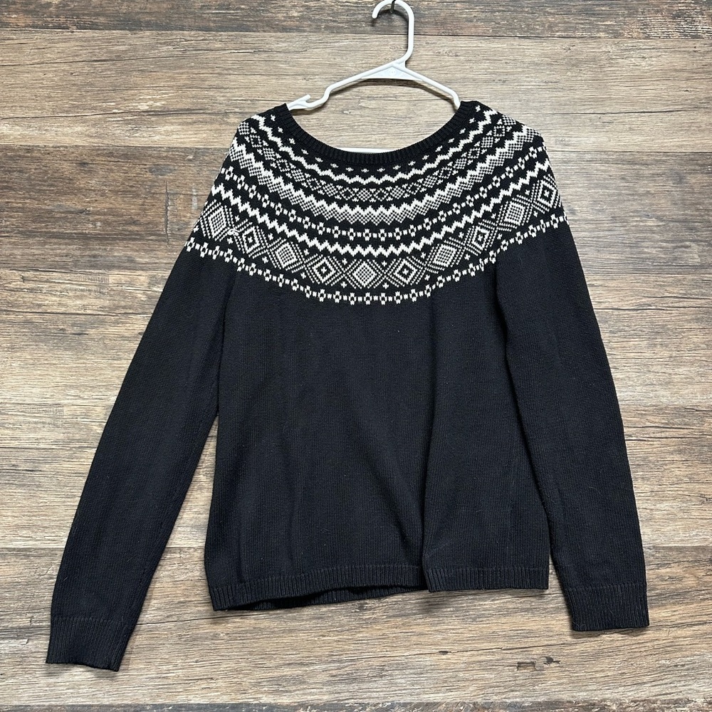 Talbots Black and White Patterned‎ Sweater - Picture 2 of 4